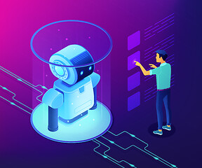 Image showing Robotics data analysis concept vector isometric illustration.