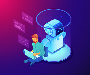 Image showing Robot software concept vector isometric illustration.