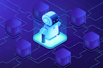 Image showing Robotics networking concept vector isometric illustration.