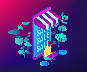 Image showing Discount online concept vector isometric illustration.