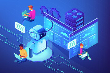 Image showing Robotics developer concept vector isometric illustration.