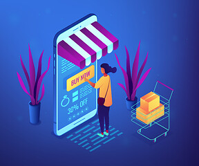 Image showing Online purchase concept vector isometric illustration.