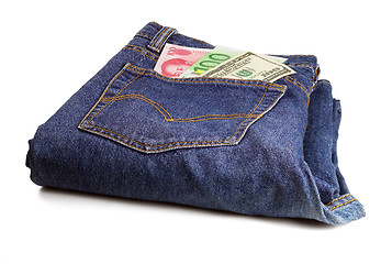 Image showing bluejeans and money