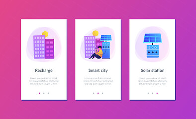 Image showing Eco recharge stations in smart city app interface template.