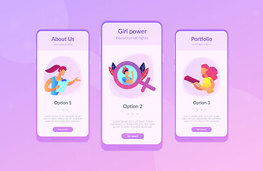 Image showing Feminism app interface template.