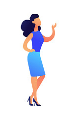 Image showing Female teacher standing and showing at something vector illustration.