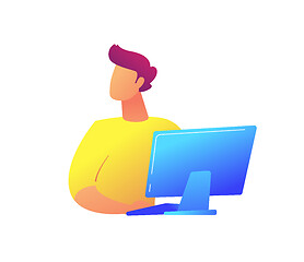 Image showing Developer working at desktop computer vector illustration.