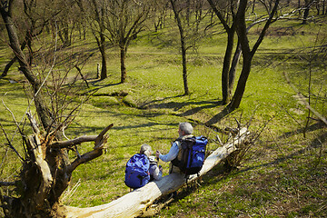 Image showing Travel and tourism. Family couple enjoying walk together