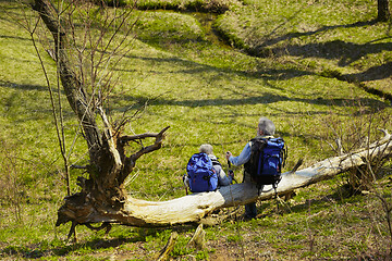 Image showing Travel and tourism. Family couple enjoying walk together