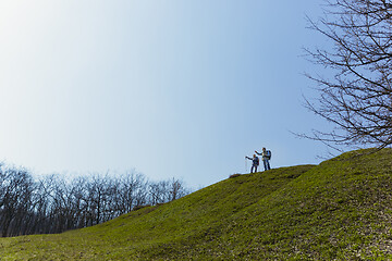 Image showing Travel and tourism. Family couple enjoying walk together