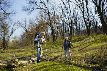 Image showing Travel and tourism. Family couple enjoying walk together