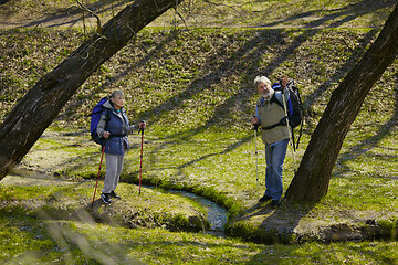 Image showing Travel and tourism. Family couple enjoying walk together