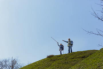 Image showing Travel and tourism. Family couple enjoying walk together