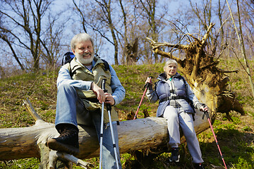 Image showing Travel and tourism. Family couple enjoying walk together