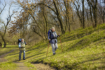 Image showing Travel and tourism. Family couple enjoying walk together