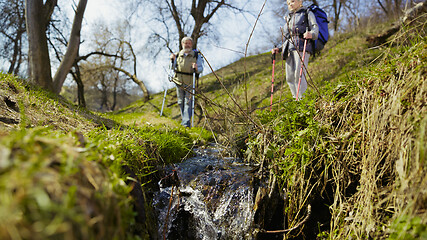 Image showing Travel and tourism. Family couple enjoying walk together