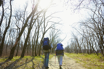 Image showing Travel and tourism. Family couple enjoying walk together