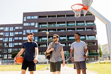 Image showing group of male friends going to play basketball