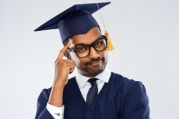 Image showing indian graduate student in mortar board thinking