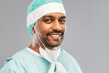 Image showing face of doctor or surgeon with protective mask