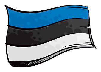 Image showing Painted Estonia flag waving in wind