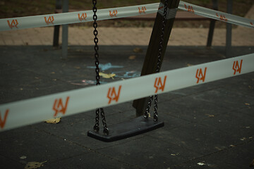 Image showing Swing in a kids playground cordoned off