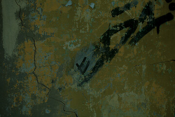 Image showing Old grunge cracked wall texture with graffiti