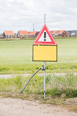 Image showing Red and white road traffic warning sign
