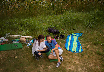 Image showing Couple in love enjoying picnic time