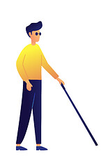 Image showing Blind man walking with stick vector illustration.