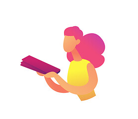 Image showing Business woman holding document folder vector illustration.