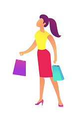 Image showing Female buyer with shopping bags vector illustration