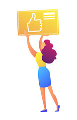 Image showing Female social media manager holding thumb up icon vector illustration.