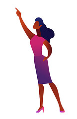 Image showing African american business woman pointing with finger vector illustration.