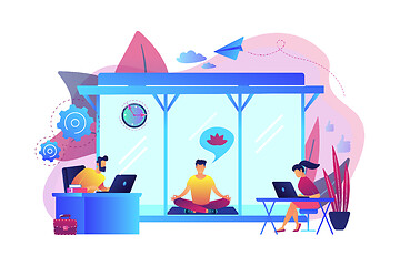 Image showing Office meditation booth concept vector illustration.