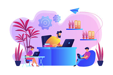 Image showing Biophilic design in workspace concept vector illustration.