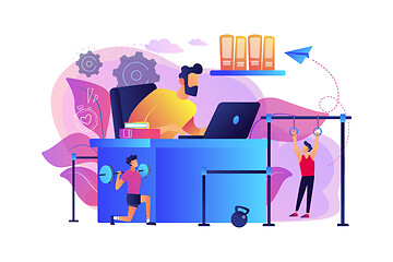 Image showing Fitness-focused workspace concept vector illustration.