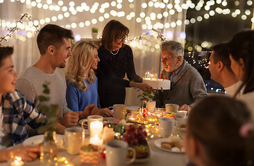 Image showing happy family having birthday party at home