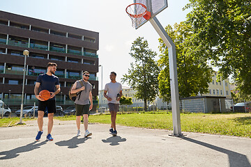 Image showing group of male friends going to play basketball