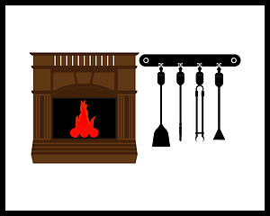 Image showing fireplace with burning fire