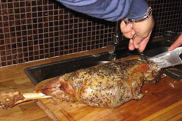 Image showing Carving meat