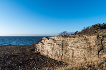 Image showing Abandoned stone pit by the coast