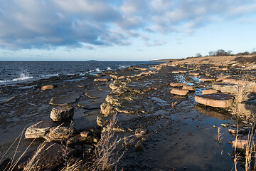 Image showing Flat rock coastline by the Baltic Sea