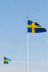 Image showing Waving Swedish flags