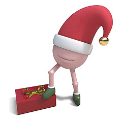 Image showing 3D rendering of cartoon character in Christmas hat and boots wit