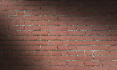 Image showing Red brick wall background lit diagonally