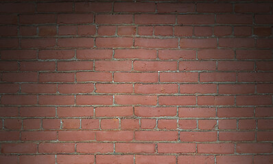 Image showing Red brick wall background texture lit dramatically 