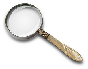 Image showing Vintage antique magnifying glass against white