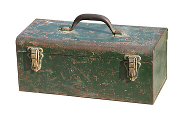 Image showing Old green corroded rusty tool box