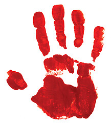 Image showing Red hand print on white background